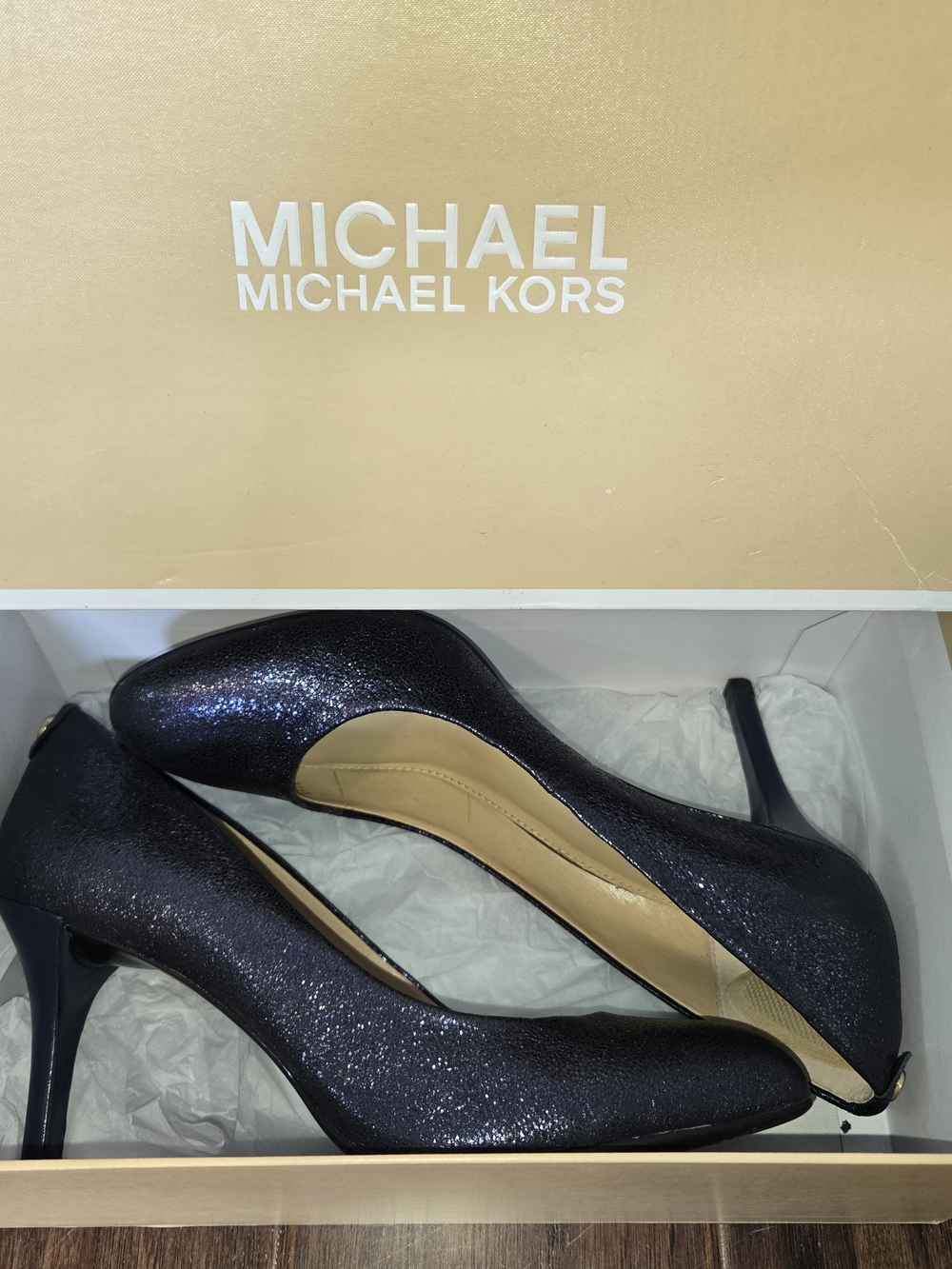 MICHAEL Michael Kors Navy Glitter Pointed-Toe Pumps